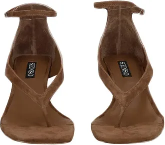 Senso Twisted Strap Brown Leather Heels with Block Heel