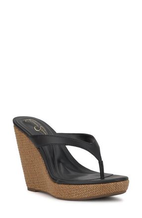 Jessica Simpson Jyseta Platform Wedge Flip Flop in Black at Nordstrom, Size 7.5