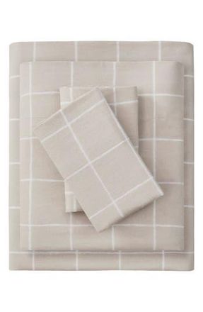 Beautyrest Oversized Flannel 4-Piece Cotton Sheet Set in Beige Windowpane at Nordstrom Rack, Size California King