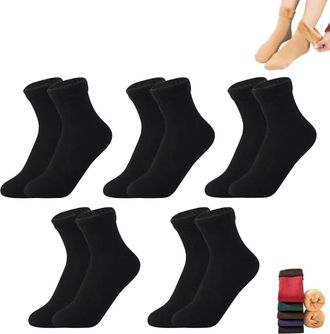 Generic Super Plush & Thermal Socks, Soft Thickened Warm Fleece-Lined Socks for Snow and Cold Weather (5pair-A,One Size)