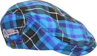 Royal & Awesome Mens Flat Hat, Blue Plaid, One Size