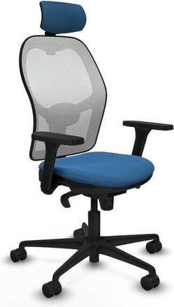 Piqueras y Crespo Jorquera Sincro Malla Blanca Similpiel Azul Claro Brazos 3d Base Nailon Cabecero 2d Ruedas 65mm Nailon