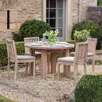 Garden Trading Porthallow Wooden Round Dining Table Medium Natural 4 Seater