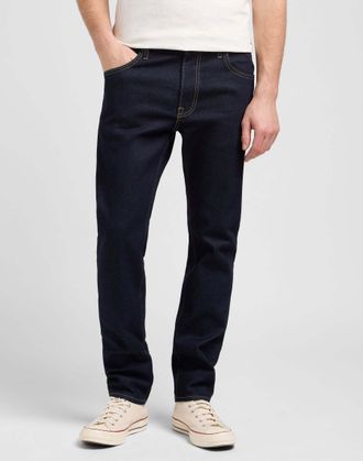 Lee Straight-Jeans LEE Lee Jeans Rider, Herren, Gr. 30, L&auml;nge 34, blau (dunkelblau), Obermaterial: 79% Baumwolle CO. 20% Baumwolle CO recyc.. 1% Elasthan 
