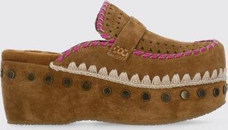 Mou Clogs in camoscio con cuciture a contrasto e borchie