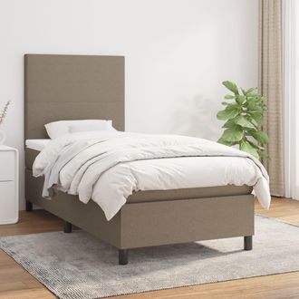 vidaXL Vidaxl - Cama Box Spring Con Colch&oacute;n Tela Gris Taupe 100x200 Cm