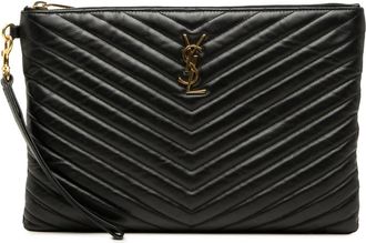 Saint Laurent Pre-owned Saint Laurent Chevron Calfskin Monogram Tablet Pouch Ladies LF5WR6U84ZVQ402R