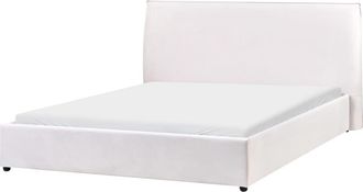 Beliani Cama de agua Terciopelo 160 x 200 cm Blanco crema
