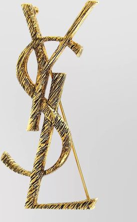 Saint Laurent brass logo brooch