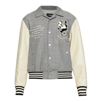 Dsquared2 Houndstooth Patch Varsity Jacket - Heren - Bomber jackets - Zwart - XL - Wol - Jassen