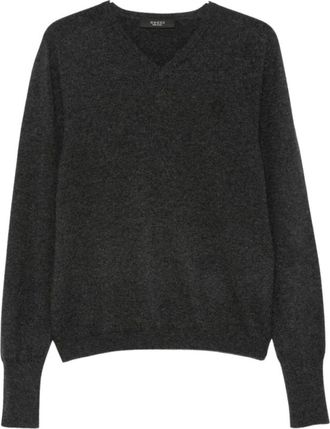 Gucci V-neck gebreid vest - Dames - V-hals truien - Grijs - M - Kasjmier - Truien & Vesten