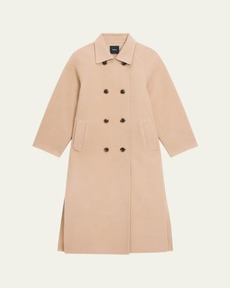 Theory Double-Breasted Wool Trench Coat