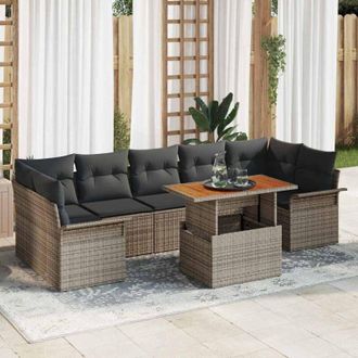 vidaXL Conjunto De Sof&aacute; De Jard&iacute;n Manual 8 Pcs Gris 100 X 55 X 73 Cm Vidaxl