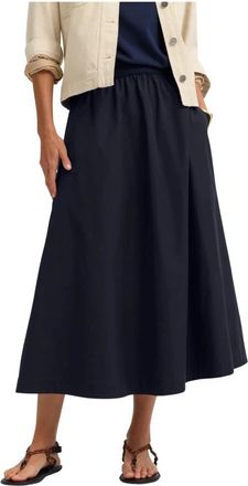 Bugatti A-lijn rok met elastische logoband - Dames - Midirokken - Blauw - XL - Katoen - Rokken