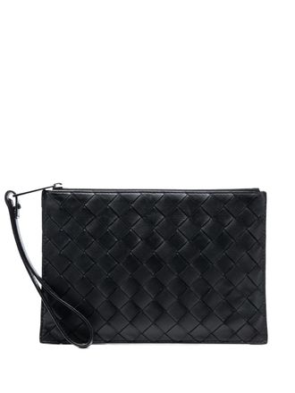 Bottega Veneta 2012-2025 Nappa Intrecciato Flat Wristlet Pouch clutch bag - unisex - Nappa Leather - One Size - Black