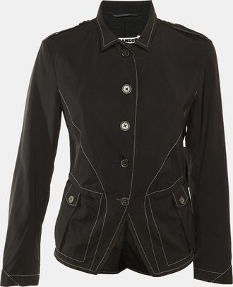 Jil Sander Black Cotton Button Front Lightweight Jacket