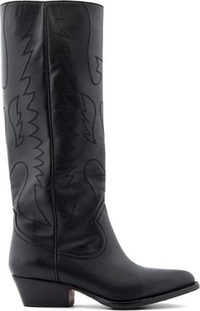 Buttero Geborduurde Cowboylaarzen tot op de knie - Dames - Cowboylaarzen - Zwart - 38 EU - Leer - Schoenen