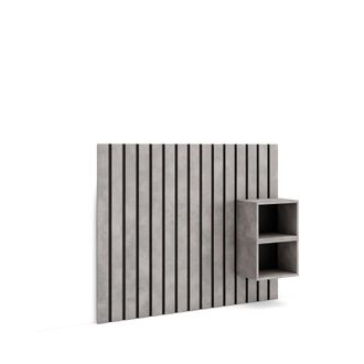 Skraut Home Skraut Home - Cabecero Con Mesitas - Listones Decorativos - 133x3x107 Cm - Cama De 80,90,110 Cm - Con Almacenamiento - Estilo Moderno - Cemento