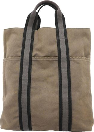 Herm&egrave;s Gray Canvas Tote Bag (Pre-Owned)