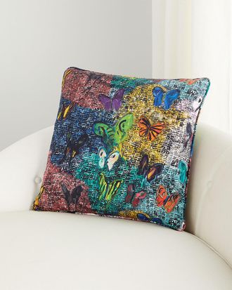 Hunt Slonem Butterfly & Guardian Cotton Pillow, 22