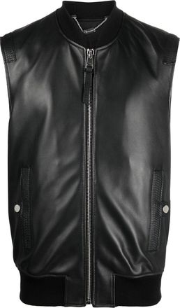 Billionaire Boys Club embroidered leather vest - men - Elaphe Carinata/Sheepskin/Cupro/Polyester - L - Black