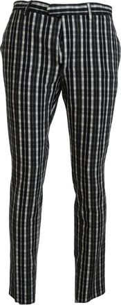 Bencivenga Elegante Zwart & Wit Broek - Heren - Slim Fit Broeken - Zwart - S - Katoen - Broeken