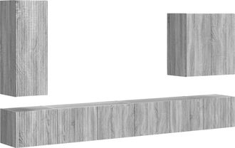 vidaXL Conjunto De Mueble Para Tv De Pared 6 Uds. Gris Sonoma Vidaxl
