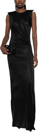 Elisabetta Franchi Black Round Neck Maxi Dress