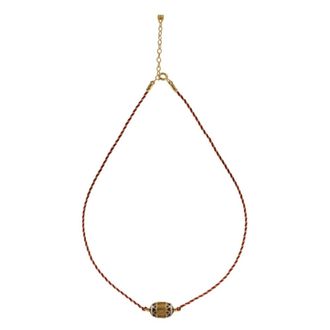 Dorothée Sausset Accessoires, Dames, Geel, ONE Size, Leer, Santa Clara Ketting Blauw Wit Emaille