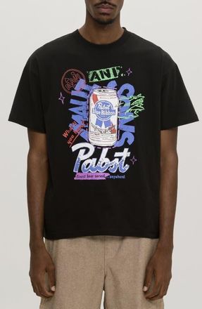 Maui and Sons x Pabst Blue Ribbon Graffiti Graphic T-Shirt in Black at Nordstrom, Size Xx-Large