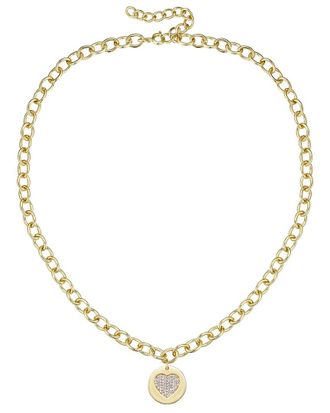 Rachel Glauber 14K Plated Cz Medallion Adjustable Necklace
