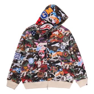 A Bathing Ape Hybrid Camo Multi Badge Shark Relaxed Fit Full Zip Hoodie Multicolor 0ZXSWM324151RMLX