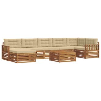 vidaXL Set Di Divani Da Esterno 8 Pz Naturale E Beige Vidaxl