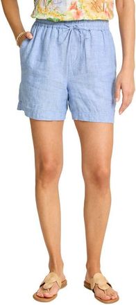 Tommy Bahama Two Palms Tie Waist Linen Shorts in French Blue at Nordstrom, Size X-Small
