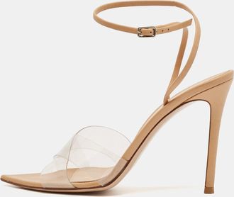 Gianvito Rossi Beige Leather And Pvc Plexi Stark Ankle Strap Sandals