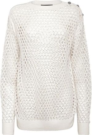 Philipp Plein Pullover Ronde Hals - Dames - Ronde hals truien - Wit - S - Kasjmier - Truien & Vesten