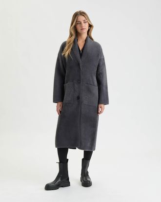 NVLT Womens Longline Oversize Coatigan with Shawl Collar