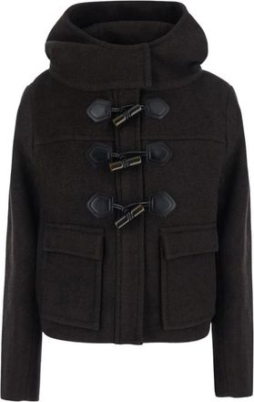Ganni Duffle Coat Mini in Wol - Dames - Winterjassen - Bruin - L - Wol - Jassen