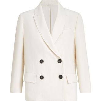 Brunello Cucinelli Fluid twill blazer with monili in Ivory at Nordstrom, Size 34 It