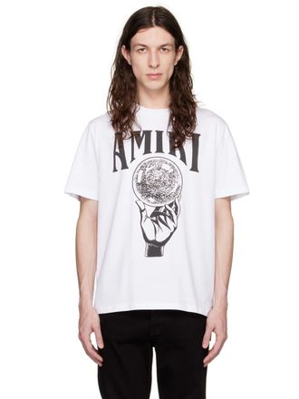 Amiri Mens Crystal Ball Printed T-Shirt in White Cotton - Size Small