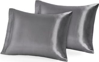 Bare Home 19 Momme 100% Mulberry Silk Pillowcase, Set of 2 in Grey at Nordstrom, Size Queen