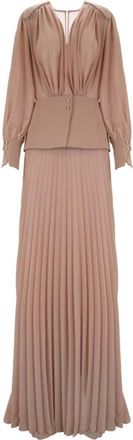 Elisabetta Franchi Gowns - Dames - Avondkleed - Beige - S - Polyester - Kleedjes
