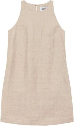 Alpha Studio Jurk met V-hals in Helder Linnen - Dames - Tops zonder mouwen - Beige - XL - Linnen - Tops