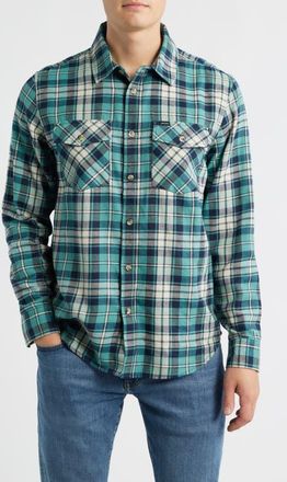 Dark Seas Tanglewood Plaid Flannel Button-Up Shirt in White/Blue at Nordstrom, Size Xx-Large