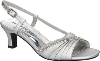 Easy Street Delite Slingback Sandal in Silver Satin-Stones at Nordstrom, Size 9.5