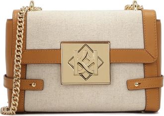 Kazar Beige linnen stof kettinghandtas - Dames - Schoudertassen - Bruin - ONE Size - Linnen - Tassen