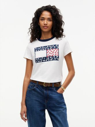 Tommy Hilfiger Womens Tommy Jeans Logo Graphic T-Shirt - Off White - XL