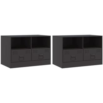 vidaXL Vidaxl - Muebles Para Tv 2 Unidades Acero Negro 67x39x44 Cm
