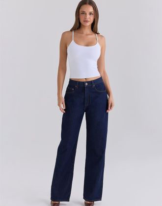 House of CB The - Jeans boyfriend slim dritti lavaggio scuro lavaggio scuro-Blu