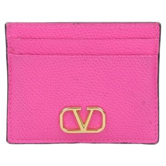 Valentino Pre-owned Wallets, female, Pink, Size: ONE SIZE Pre-owned V Logo Card Holder